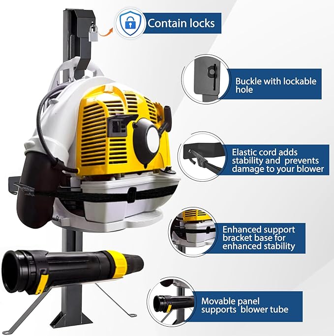 Pindex Heavy Duty Adjustable Backpack Blower Rack for Trailers Steel Leaf Backpack Blower Holder Compatible with Open and Enclosed Lawn Landscape Trailer Truck Holding Base Fit 16-25 Blowers