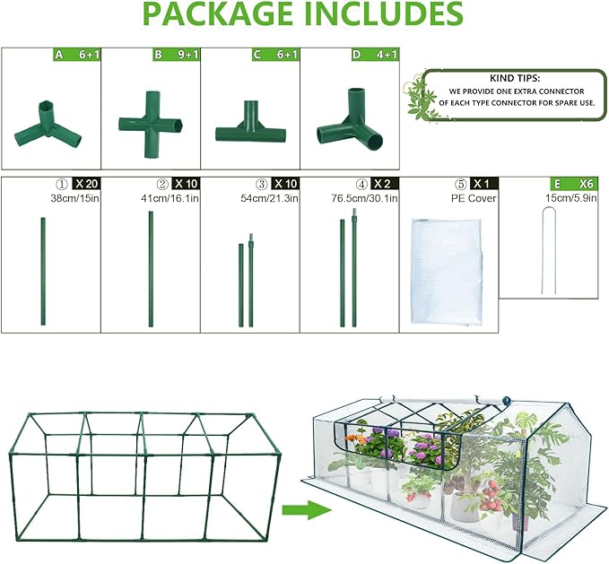 Mini Greenhouse Outdoor deaunbr Waterproof Garden Green House with Durable PE Cover &amp Roll-Up Zipper Door Heavy Duty Greenhouse Tent for Indoor Outdoor Plants - 63x31.5x31.1