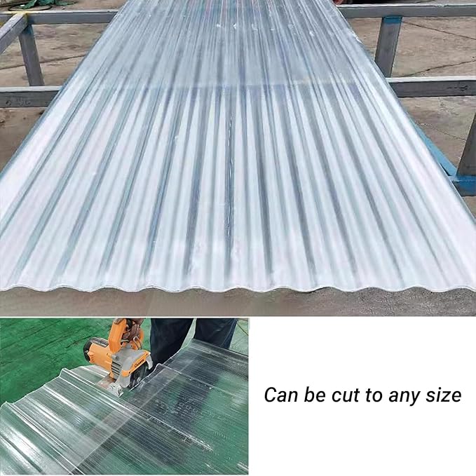 4 PCS Clear Polycarbonate Roofing Sheet Splicable Corrugated Greenhouse Panels Plastic UV Resistant Roofing Canopy Cover Easy Cut Covering Panel (Clear 4PCS 2.95x3.92ft)