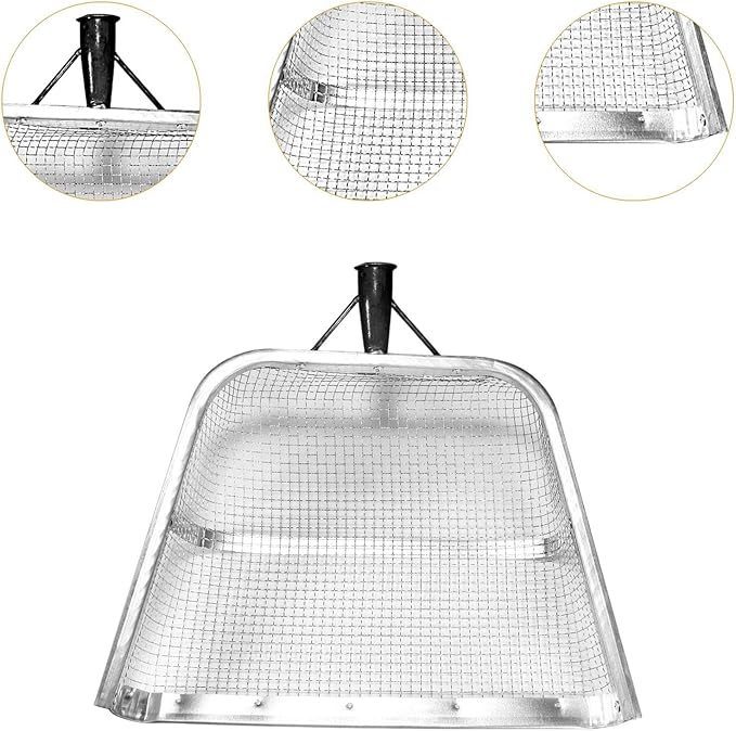 Soil Sifter Garden Sieve Soil Spade Yard Patio Landscaping Agricultural Filter Riddle Sieve Tool for Sand Dates Weeds Peanut 37x44cm Mesh 0.4cm