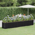 Garden Raised Planter Raised bedsGalvanized PlanterFlower BedTroughMetal PlanterRaised Garden BedBed Powder-Coated Steel 144.9x31.5x26.8 Anthracite