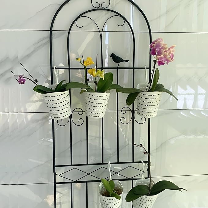 Garden Trellis Fencing for Climbing Plants Decorative Trellis for Outdoor Privacy Screen Tomatoes Vines Flower Beds Roses(White50x200cm)