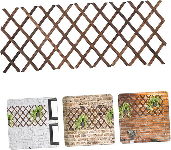 TOYANDONA Expandable Wooden Garden Trellis for Climbing Plants 55x12.3 Natural Cedar Fence Panel Outdoor Privacy Screen for Patio and Balcony Decor