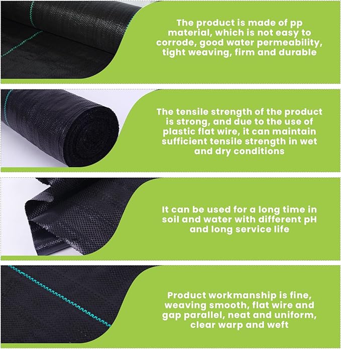 Garden Weed Barrier Fabric 0.6×10m Heavy Duty Weed Barrier Degradable Breathable Landscaping Fabric Foldable Portable Weeding Control Cloth