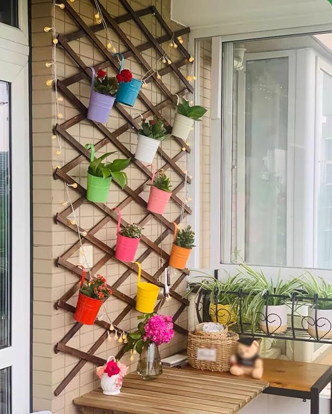 LTSRLL Expanding Wooden Trellis 44cm X 23cm ~ 300cm X 120cm Riveted Garden Trellis Fence Panels Vegetable Fruit Vines Support Structure for Terrace Yard Wall Decoration(H150)