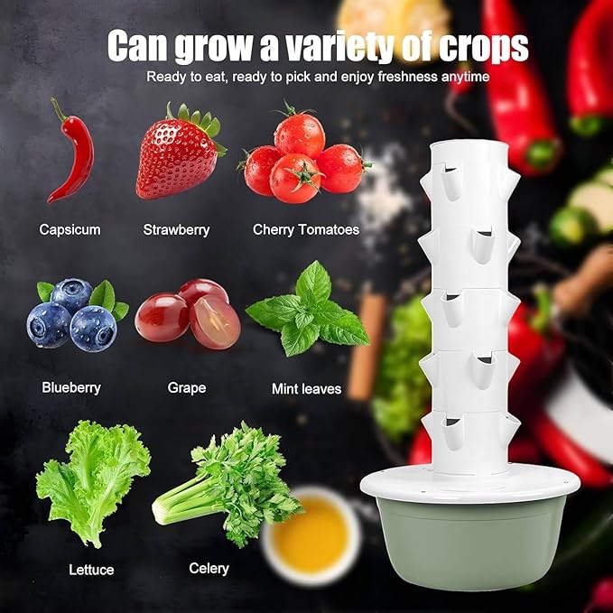 Hydroponic Growing System Kit Indoor &amp Outdoor Herb Garden Vegetable Tower with LED Grow Lights Automatic Timer Ideals for Gardeners &amp Beginners 7thfloor