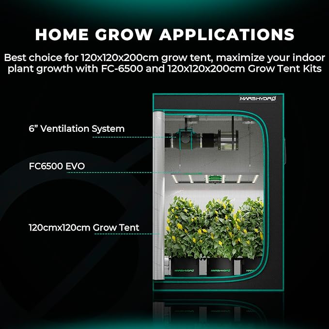 MARS HYDRO FC6500 730W Samsung LM301H EVO LED Grow Light 5x5 1530Pcs Diodes with Smart Control Function 730W Full Spectrum Foldable Dimmable Daisy Chain Grow Lights Bar for Indoor Growing