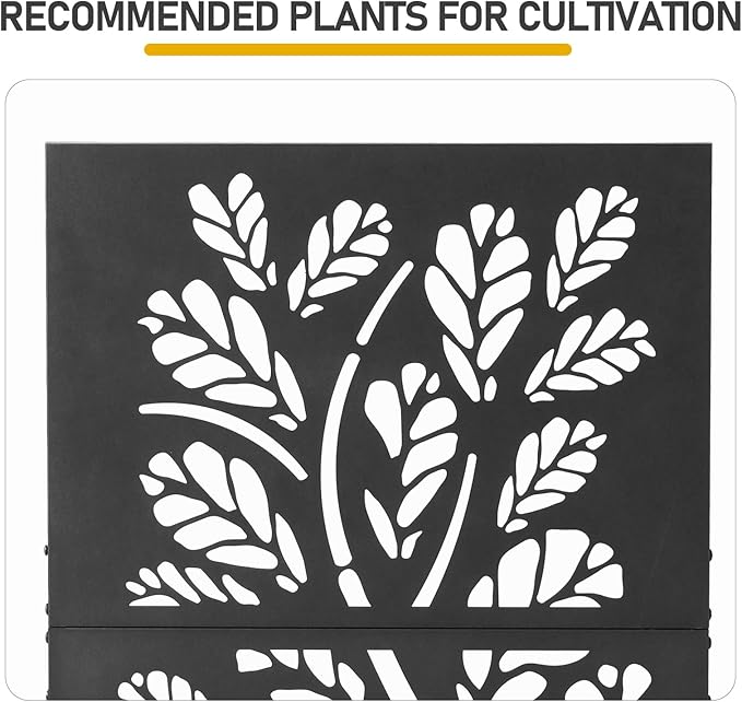 Black Raised Beds Metal Garden Bed with Trellis for Climbing Vegetables Cucumber Trellis Planter Box Support for Peas Beans and Flowering Vines Planter Box Heavy Duty Outdoor Planter for Patio