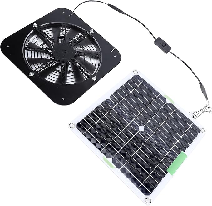 100W Solar Exhaust Fan for Chicken Coop: 13.5Inch Solar Powered Ventilation Fan for Greenhouse Shed Rv and Dog House