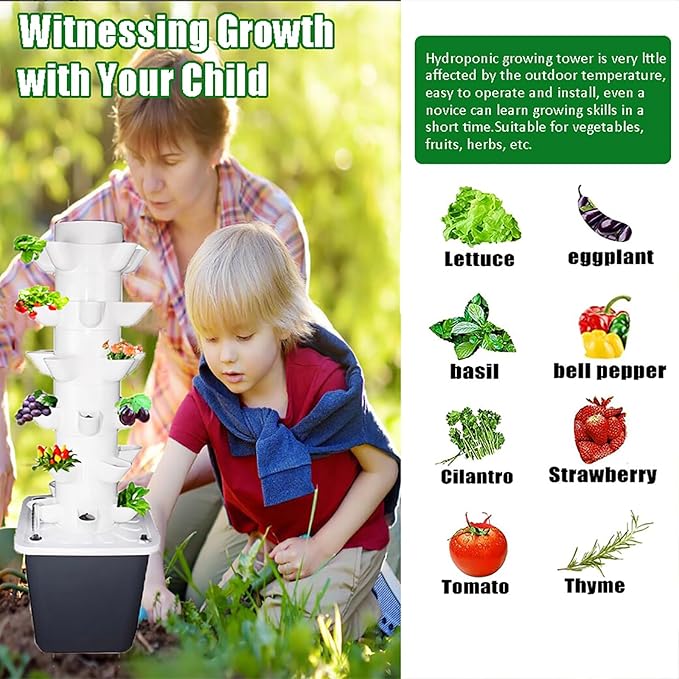 Hydroponic Growing System Kit30-plants Indoor Vertical Tower Garden System Kitsmart Garden Hydroponic Germination Kit Vegetable Tower With Pump For Herbs Fruits And Vegetables(25 holes White)