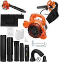 2-Stroke Handheld Gas Powered Leaf Blower Powerful 26cc Leaf Blower with Bag 424 CFM Air Volume Dual-Purpose Leaf Vacuum Mulcher with Bag Durable Blowers for Cleaning Leaf Snow Home Easy Start