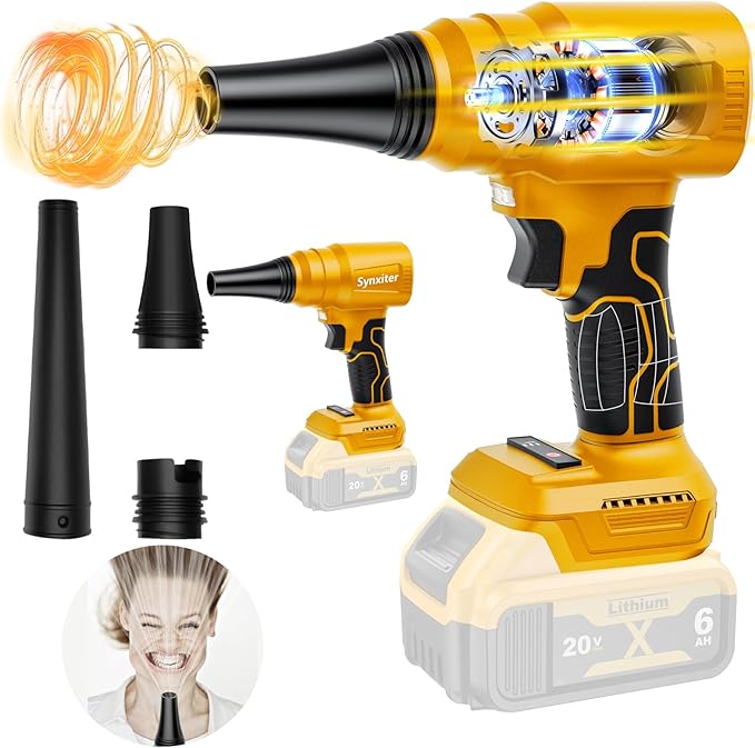 Electric Cordless Leaf Blower Dust Blower for DEWALT 20V Battery 140000 RPM Brushless High-Speed Motor Handheld Jet Fan Air Blower for Patio Cleaning Lawn CareBlowing Leaves and Dust -Tool only