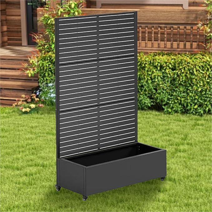 Planter Raised Beds 70.87x47.24x15.75inch Privacy Screen Planter Box with Trellis &amp Wheels Privacy Screen Planter Box On Wheels Drainage Hole for Climbing Vines Flowers Vegetables Decor