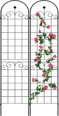 2 Pack Metal Garden Trellis 86.7 H Garden Fence Rustproof Trellis for Climbing Plants Support Roses Flower Outdoor Lawn Black