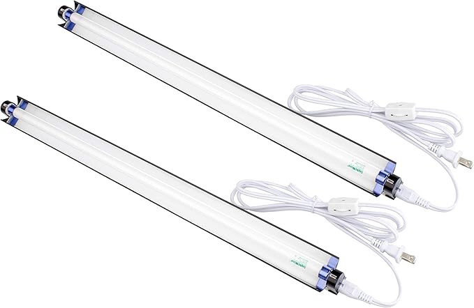 2 Pack LSF8541 T5 4Ft 54W Linkable Single Strip Grow Lights with 2 Wide Mirror Reflector and Full Sun 6500K Spectrum and 5000 Lumens Great for Seeding and VegGrow!