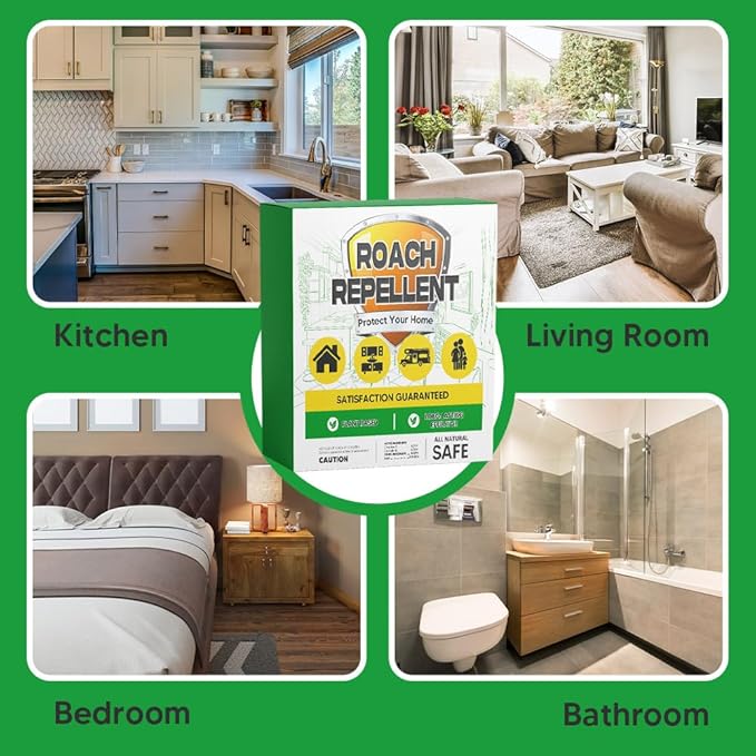 Roach Repellent Indoor Cockroach Repellent Pet Safe Long-Lasting Roach Deterrent for Kitchen/Bathroom/Garage/Basement Keep Roaches Away Indoor and Outdoor Use-4 Pack