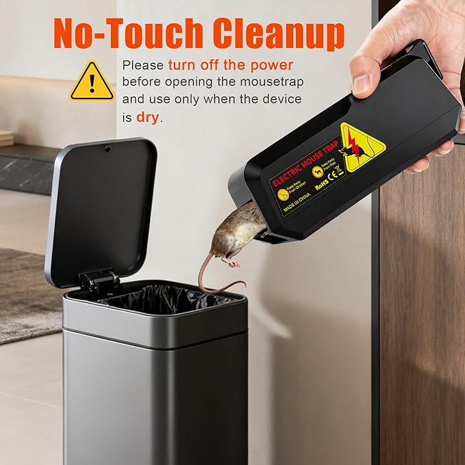 Electric Mouse Trap 2 Pack Humane Electronic Mouse Trap for Indoor Home Use Reusable Electric Rat Trap No-Touch Rodent Control for Kitchen Garage Attic Basement