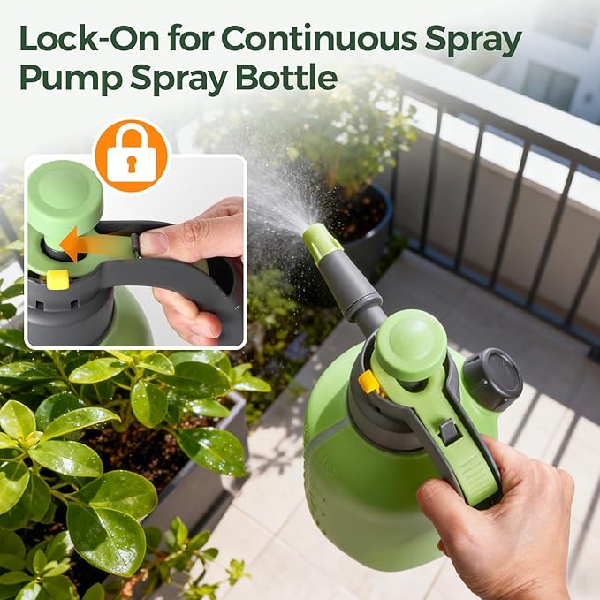 T4U Pump Sprayer 1/2 Gallon PP Hand Pump Pressure Sprayer for Home Garden Plant Care and Household Cleaning with Built-in Measuring Cup &amp Adjustable Nozzle Suitable for Fertilizers &amp Common