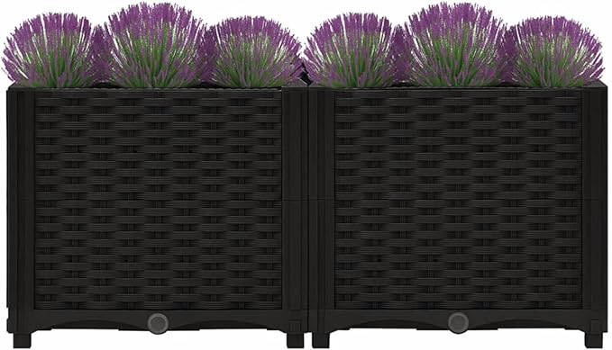 Raised Bed Durable Black Polypropylene Planter Box for Outdoor Gardening Vegetables Herbs and Flowers