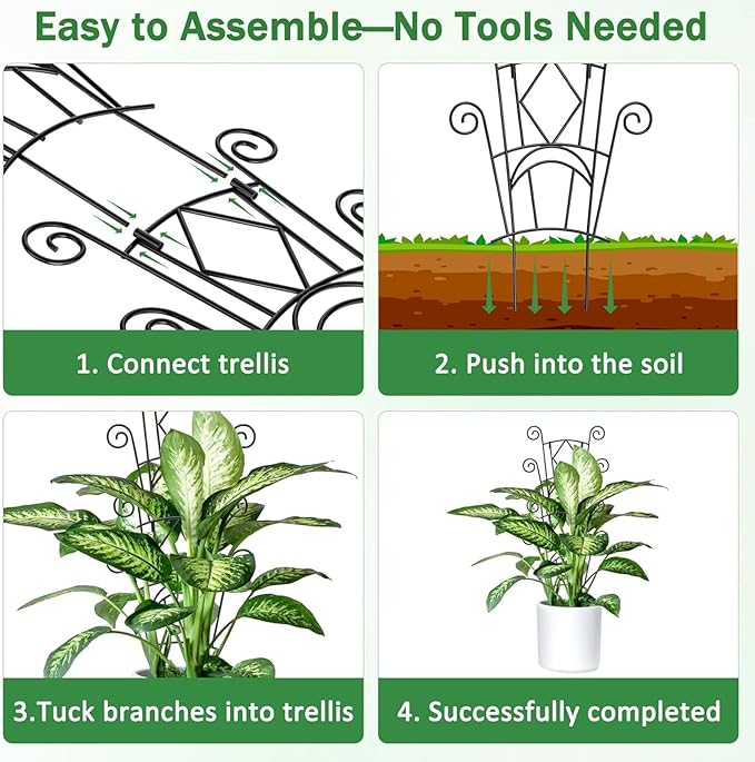 Garden Trellis - Metal Climbing Plants Garden Support | Pothos Stakes - for Indoor Outdoor Balcony Vines Pothos Monstera Ivy Clematis