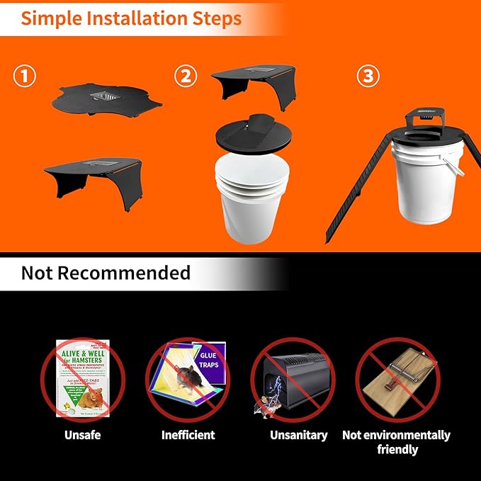 Mouse Traps Indoor for Home 4 Pack Mouse Trap Bucket Lid with Upgraded Clear Box 2 Ramps &amp Auto Reset Efficient Humane Rat Trap for Indoor &amp Outdoor Use Compatible with 5-Gallon Buckets