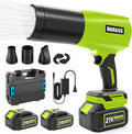 Cordless Leaf Blower with 2 X 4.0A 20000mAh Batteries Brushless Motor Lightweight Low Decibel Turbo Jet Blower with Pro Earplugs for Patio CleaningCar Blowing Water Blowing Leaves and Dust (Green)