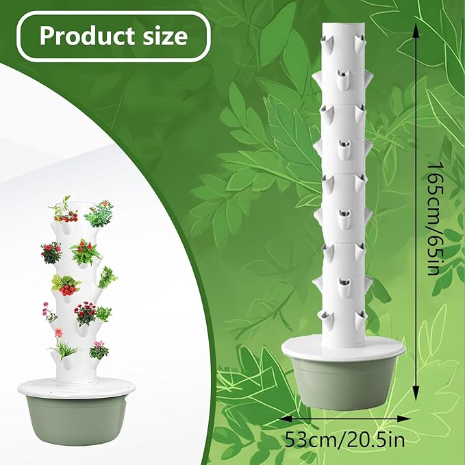 Hydroponics Growing System Kit Vertical Hydroponic Garden Tower Hydroponic Tower Garden Eat and Harvest Immediately Increase Yield Automatic Water Circulationblack-9-Layers