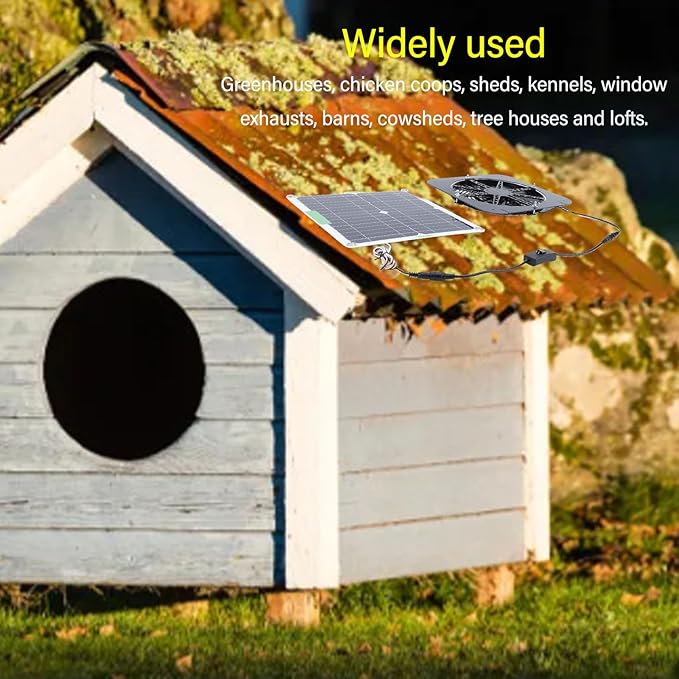 100W Solar Exhaust Fan for Chicken Coop: 13.5Inch Solar Powered Ventilation Fan for Greenhouse Shed Rv and Dog House