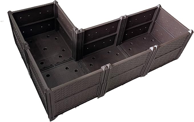 Generic Rectangular Raised Garden Bed Kit Indoor Outdoor Plastic Planter Grow Box for Fresh Vegetables Herbs Flowers Succulents Brown 61.41'' x 15.35'' x 14.17''