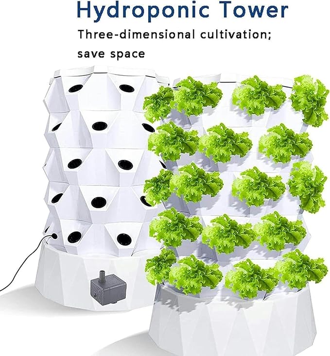Hydroponic Cultivation Systems of 48/64/80 Holes with Automatic Irrigation Vertical Cultivation Tower for Interior Gardening Cultivates Fruits and Vegetables