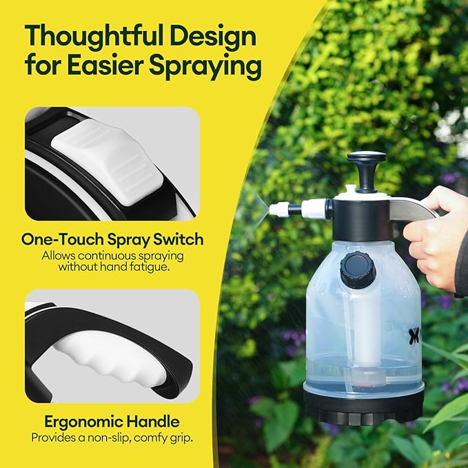 0.4 Gal Pump Sprayer Hand Water Spray Bottle for Indoor Plant Clear Plant Sprayer with Side Filling Port Measuring Cup Adjustable Nozzles Safe Pressure Relief Valve