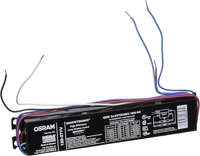 Sylvania QHE2X32T8/UNV Isn-Sc Fluorescent Ballast 2 Lamp 32W T8 120/277V