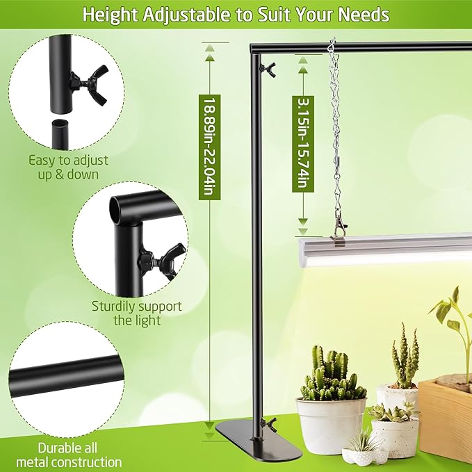 1 Pack Seedling Grow Light with Stand for Indoor Plants 18W Full Spectrum LED Grow Lamp with Metal Stand Height Adjustable Seedling Grow Light for Seed Starting Germination Hydroponic