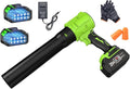 160MPH 580CFM Cordless Leaf Blower 4.0Ah Battery 6-Speed Lightweight for Yard Leaves Lawn Driveway Snow Clearing (Green high Wind Power + Upgraded Capacity Battery * 2)