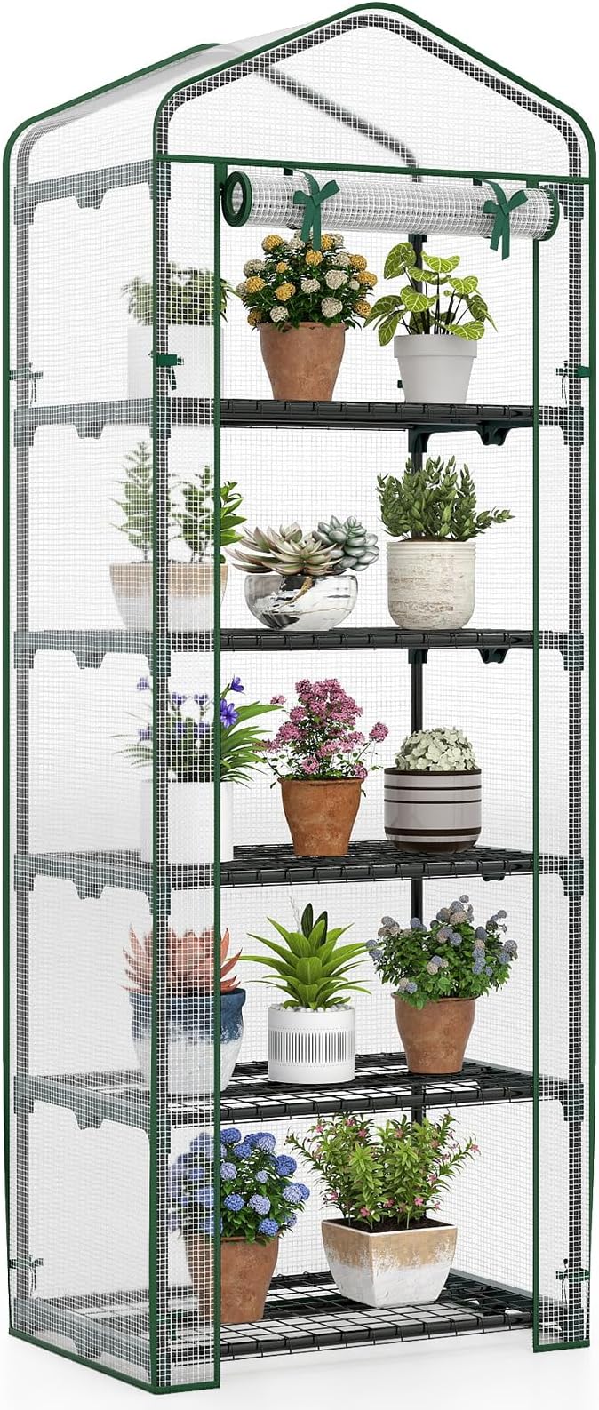 S AFSTAR Portable Greenhouse with Shelves 27 x 19 x 75 Green House with 5 Tiers Mesh Shelves &amp Roll-Up Door Small Greenhouse Mini Growing House Greenhouses for Outdoors Garden Patio Backyard