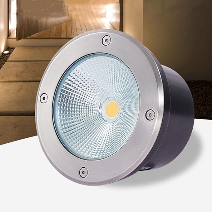 Outdoor Recessed Ground Light COB Round Embedded Underground Light IP66 Waterproof LED Garden Landscape Lights for Pathway Patio Bridge Driveway Decorative Spotlight AC85-265V