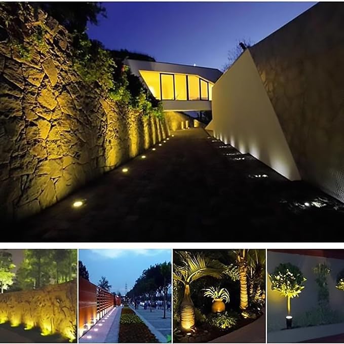 Outdoor Buried Lights - LED Landscape Lamp AC 24V Low Voltage 15° Adjustable Angle Floor Lamp IP67 Waterproof Embedded Spotlight Parks Squares Garden Decorate Ground Light
