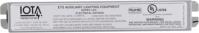 Iota ETS Auxiliary Emergnecy Lighting Control Ballast LED 2.0W 120/277V