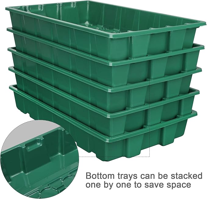 MIXC Seedling Trays Seed Starter Tray 10-Pack Mini Propagator Plant Grow Kit Greenhouse with Humidity Vented Domes and Base for Seeds' Starting (40 Cells Per Tray Total 400 Cells) Green