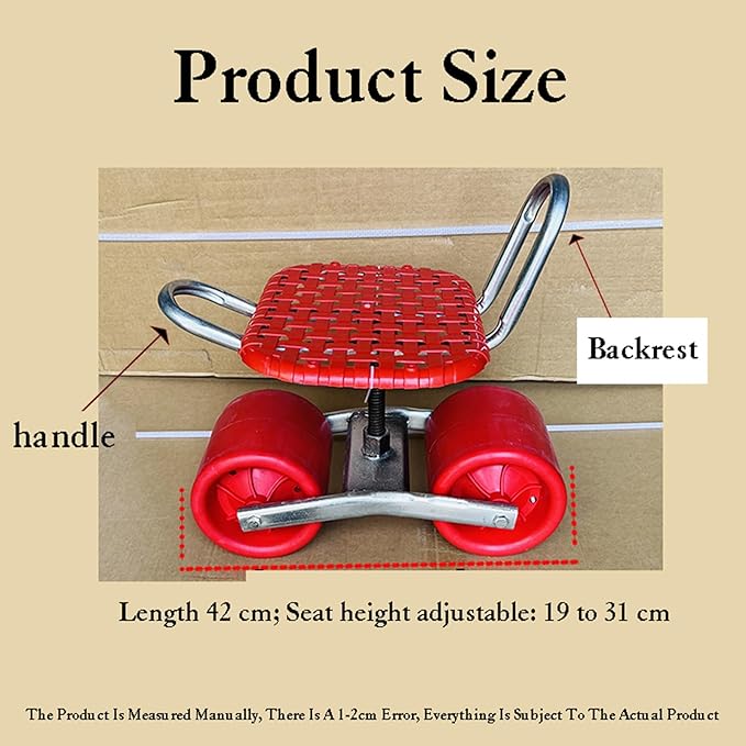360°Swivel Rolling Gardens CartAdjustable Height Gardening Stool for PlantingPatio Wagon Scooter with 2 WheelsEasy to Use