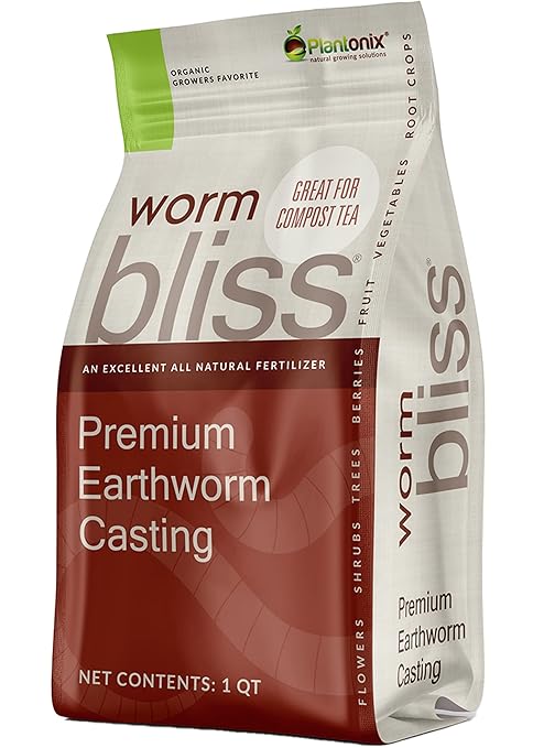 Worm Bliss (1 Qt) + Neem Bliss (1lb) + Kelp Bliss (1lb) - Organic Worm Castings for Plants - Neem Meal Fertilizer - Kelp Meal Fertilizer - Organic Fertilizers for Plants Flowers &amp Gardening