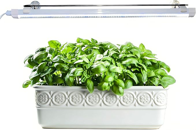 2FT Suction Cup Style Plant Grow Light12W LED Grow Lamp Fixture on Wall Seed Starter kit 6500K Cool White Enhanced Blue Light Height Adjustable Herbs Growing lamp IP54