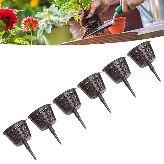 100PCS Plastic Fertilizer Mesh Basket Lid Planting Fertilizer Net Pot Garden Fertilizer Basket Garden Nutrition Cups for Garden Yard (Large Size with Lid)