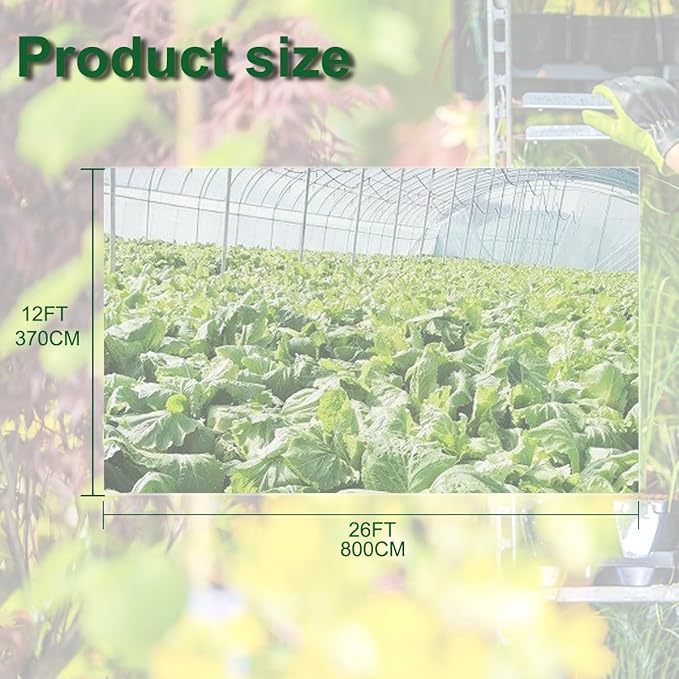 12x26ft Greenhouse Plastic Film Sheeting 6 mil Polyethylene Greenhouse Film Hoop UV Resistant Clear for Outdoor Plants Clear Floating Row Cover