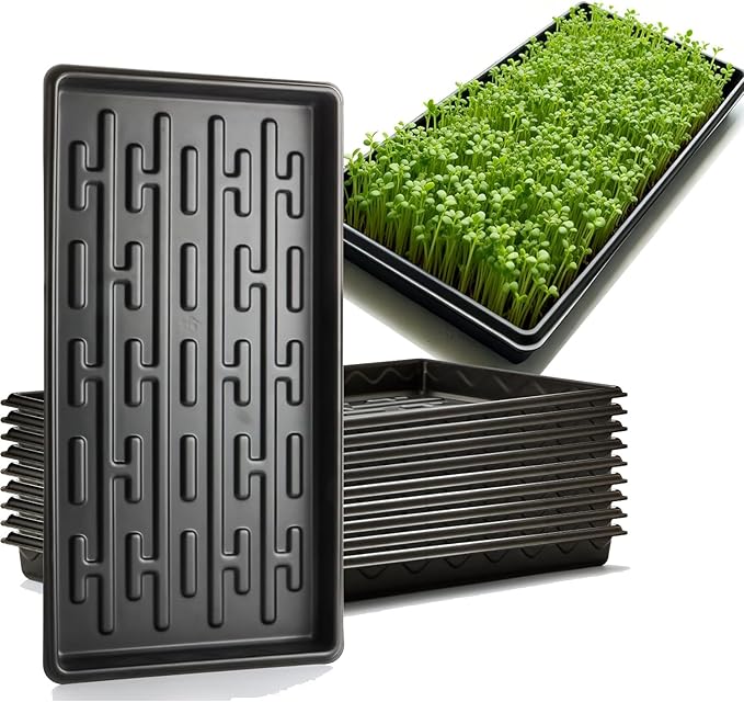 Shallow 1020 Nursery Flat Trays Specialized for Holding &amp Carrying 200 Cell Plug Seedling Trays (Height is 1.3)Microgreen Germination Trays10 Pack No Holes (YB01 10Pcs)