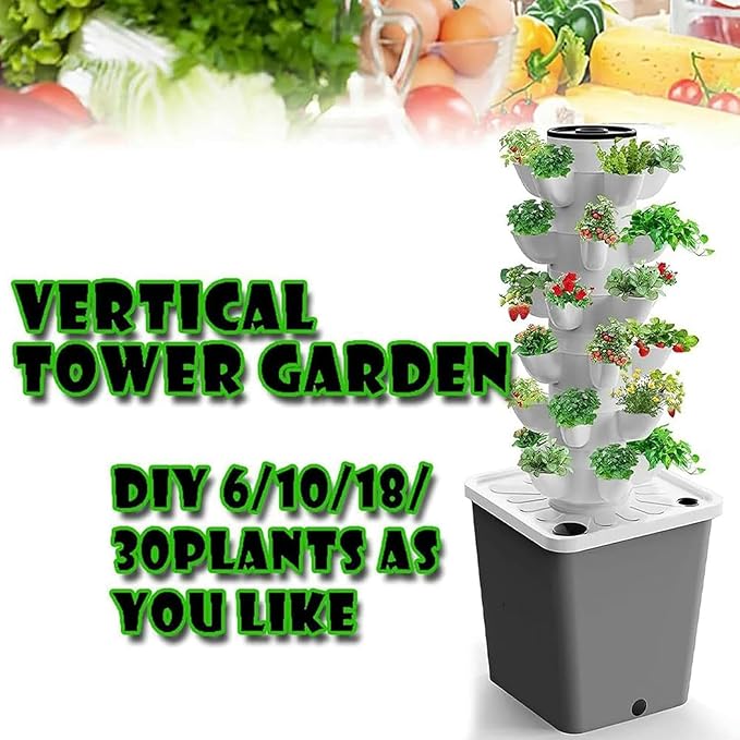 AMNOOL Garden Hydroponic Growing System 15/20/25/30 Pods Hydroponics Tower Aeroponics Grow Kit Aquaponics Planting System Fruits and Vegetable 30Holes//1pc**1
