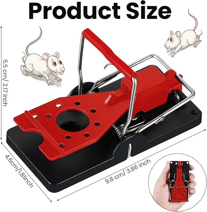 Qualirey 24 Pcs Mouse Traps Bulk Plastic Snap Rat Trap Reusable Quick Effective Safe for Indoor Outdoor Home House Warehouse Garden Kitchen 3.86 x 1.81 x 2.17 Inch (Red)