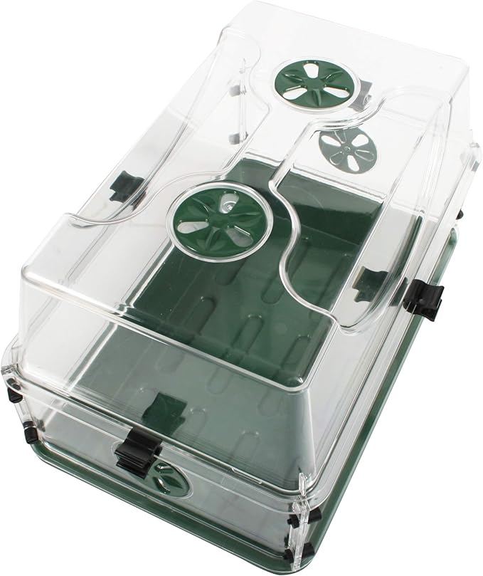 EarlyGrow Medium Seed and Herb Domed Propagator with Vented Side Height Extension and Security Clip SetGreen