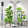 Large Plant Light for Indoor Plants 2 Head Full Spectrum Grow Light with 68 Adjustable Stand for Growing Large Tall Plants Black Halo Floor LED Grow Lamp with 16 Hour Timer