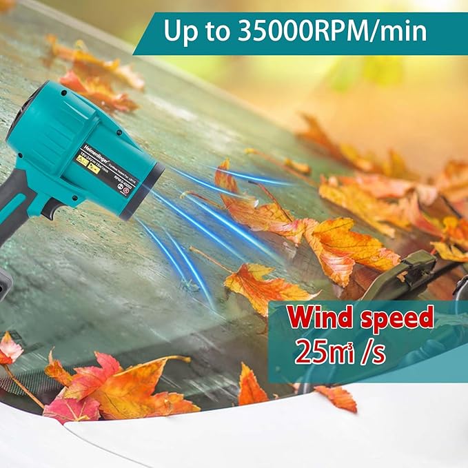 Cordless Leaf Blower Compatible with M@Kita 18V Battery - 35000 RPM High Velocity Electric Air Duster &amp Turbine Fan for PC Cleaning Woodworking Sawdust Yard Debris - Lightweight Handheld Blower
